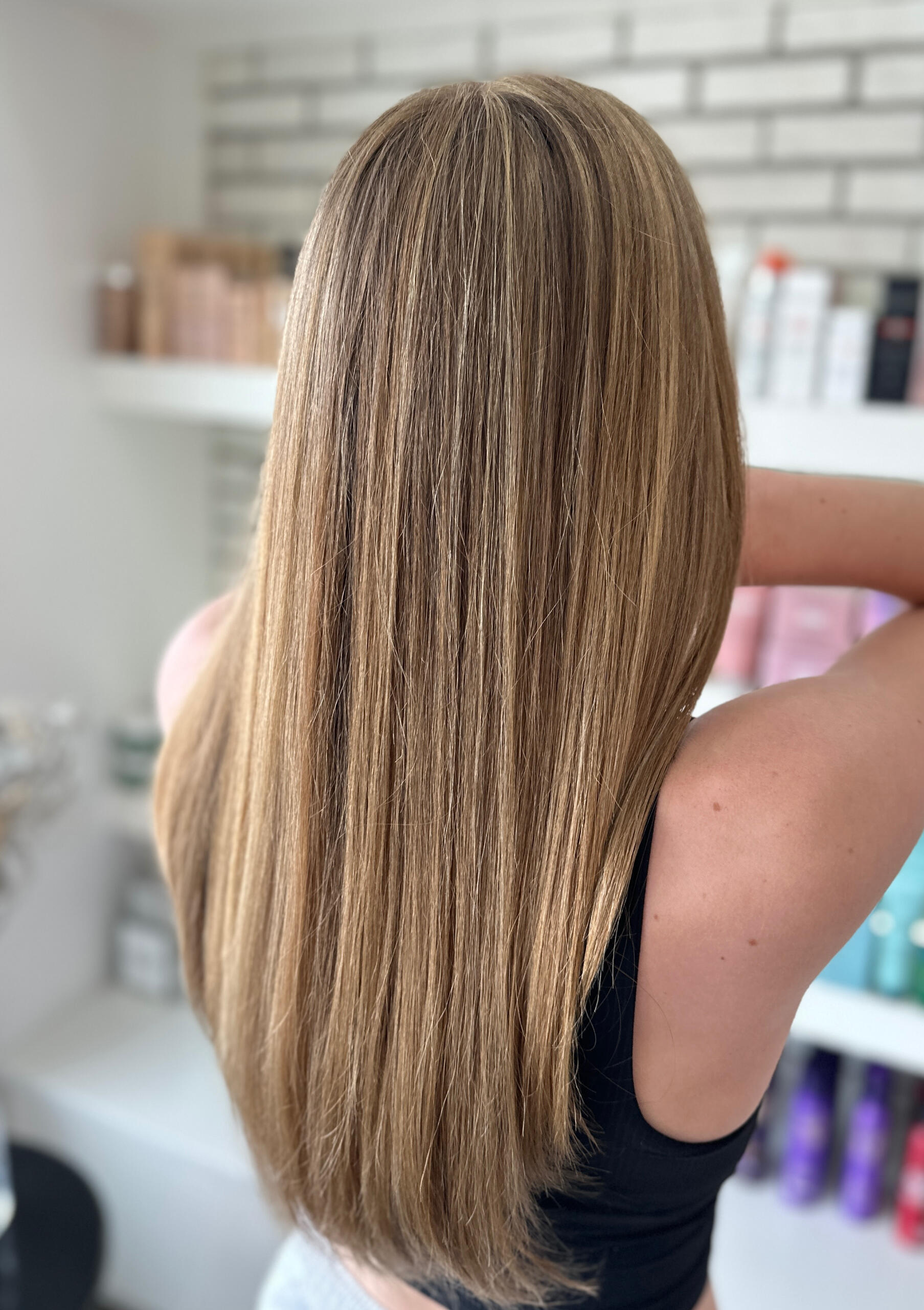 Long hair with blonde highlights