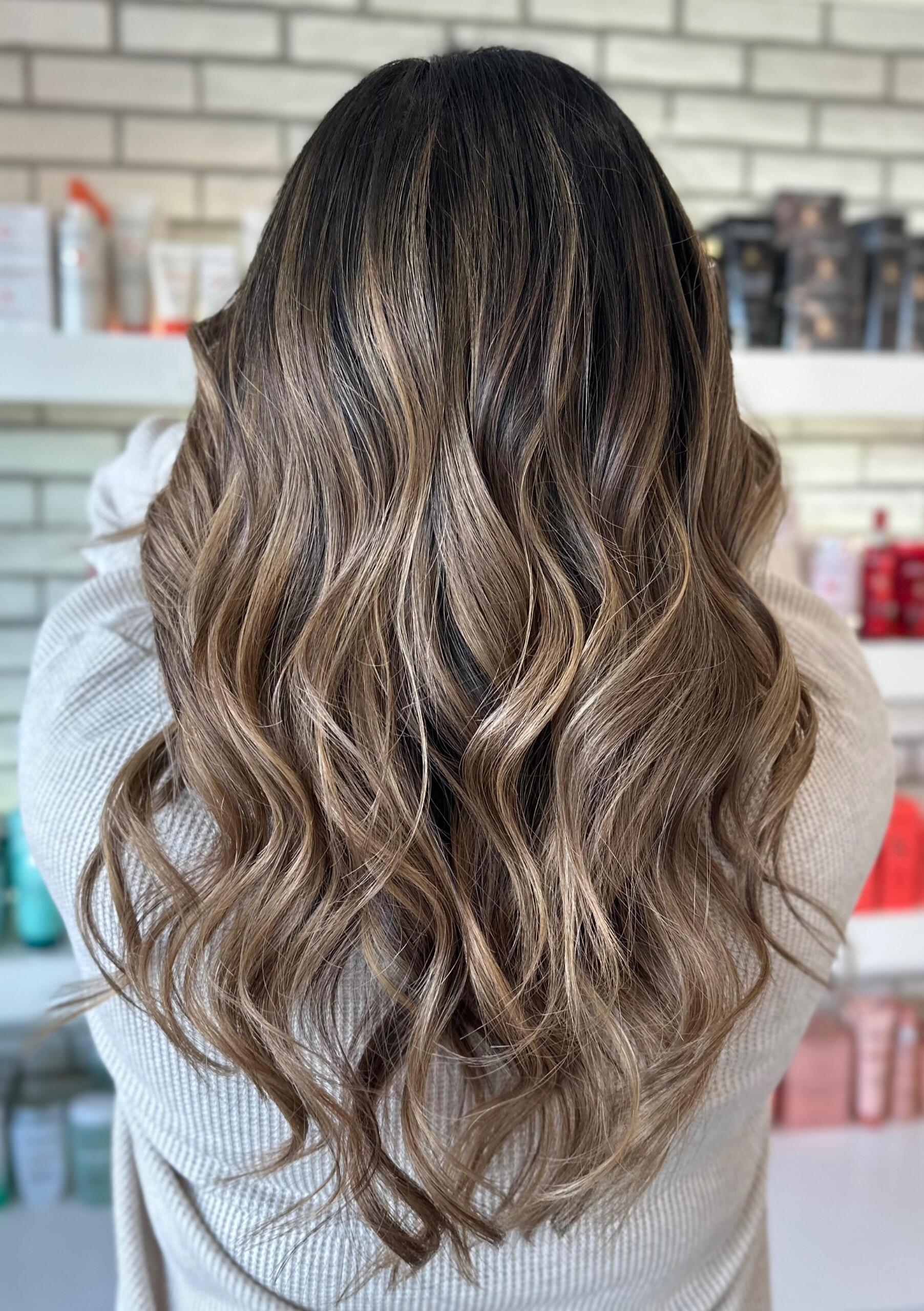 Dark hair with dimensional blonde